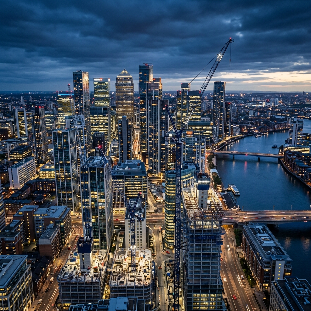 City skyline with cranes — Real Estate Development